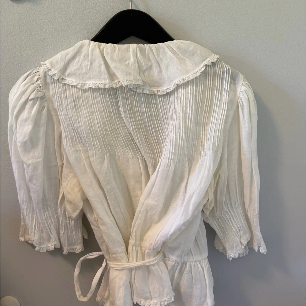 Doen Ivory Ruffle Wrap Blouse